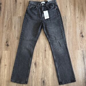Zara Dark Gray Straight-Leg Jeans NWT